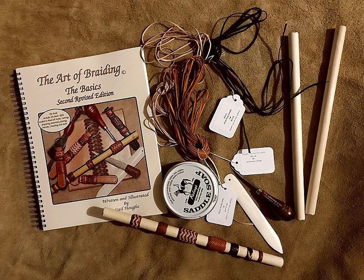 Leather Braiding Kits - button and knots with tools